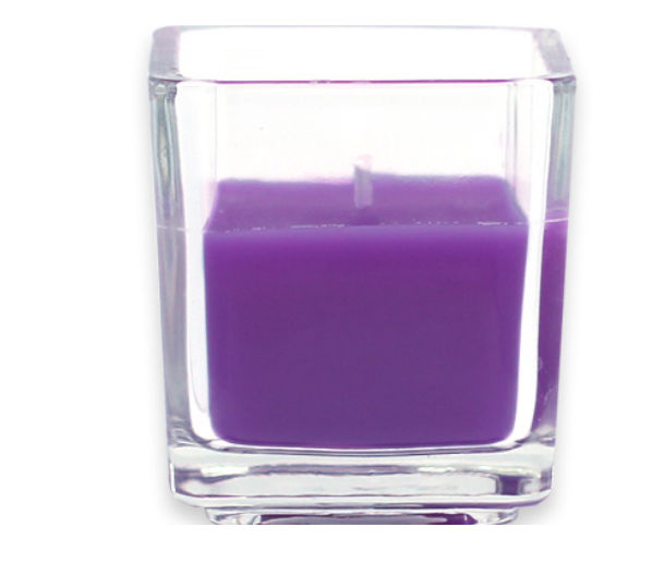 Cvz-043 Purple Square Glass Votive Candles -12pc-box