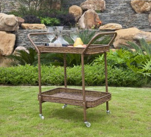 Ori002-c Outdoor Honey Wicker Patio Furniture Serving Cart