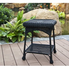 Oti001-d Outdoor Black Wicker Patio Furniture End Table