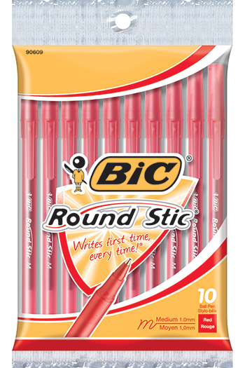 Bicgsmp101rd Bic Round Stic Ballpoint Pens Red 10pk