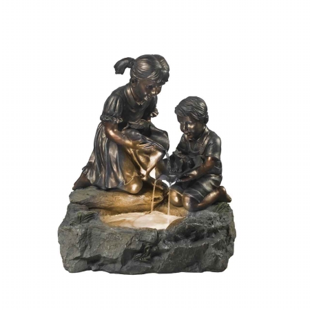 Fcl008 Fratelli Siblings Rock Outdoor-indoor Fountain With Light
