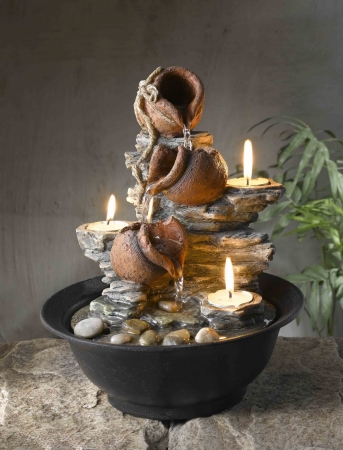Fct002 Tavolo Luci Mini Pot Tabletop Fountain With Candle