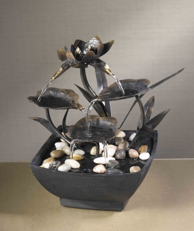 Fct006 Cadono Metal Leaves Tabletop Fountain