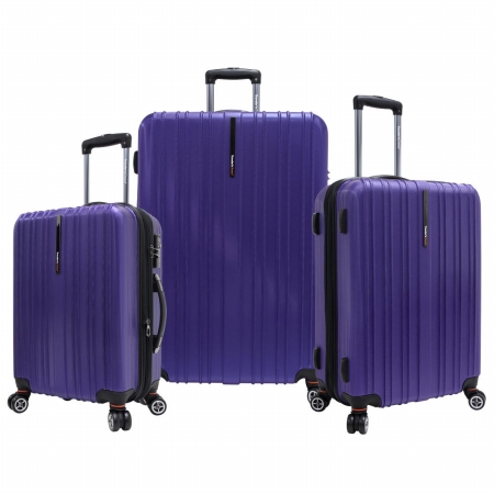 Travelers Choice Tc5000l Tasmania 100 Percent Pure Polycarbonate 3-piece Expandable Spinner Luggage Purple