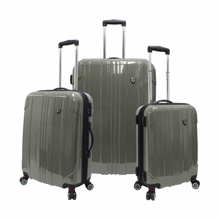Travelers Choice Tc8000g Sedona 100 Percent Pure Polycarbonate 3-piece Expandable Spinner Luggage In Pewter