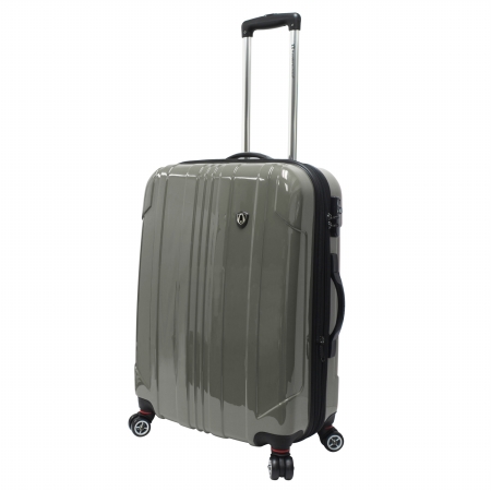 Travelers Choice Tc8000g25 Sedona 100 Percent Pure Polycarbonate 25 In. Expandable Spinner Luggage In Pewter