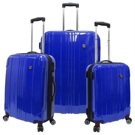 Travelers Choice Tc8000n Sedona 100 Percent Pure Polycarbonate 3-piece Expandable Spinner Luggage In Blue