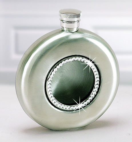 021014 Round Flask With Crystals And Glass Front