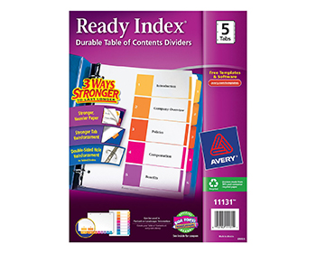 Ave11131 Avery 5 Tab Multicolor Ready Index Dividers