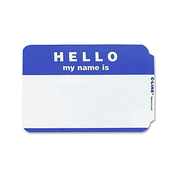 C-line Products Inc Cli92235 C Line Self Adhesive Blue Name Badges Hello Pack Of 100