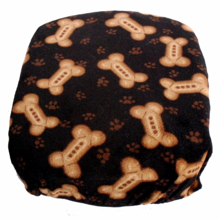Fleece Cover - Black With Tan Bones And Paw Prints