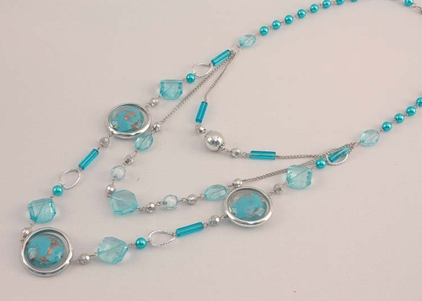 049-40422 19.5" Long Beads Necklace - Blue