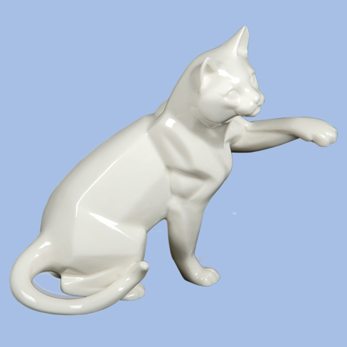 A23610 6.50l X 3.50w X 6.50h White Ceramic Cat - Pack Of 2 - Pack Of 2