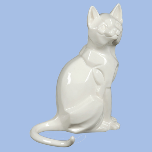 A23612 5.00&quot; X 4.50&quot; X 6.75&quot; White Ceramic Cat - Sitting - Pack Of 2