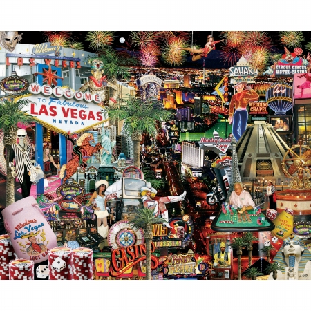 White Mountain Puzzles WM642 Jigsaw Puzzle 1000 Pieces 24 in. x 30 in. Viva Las Vegas