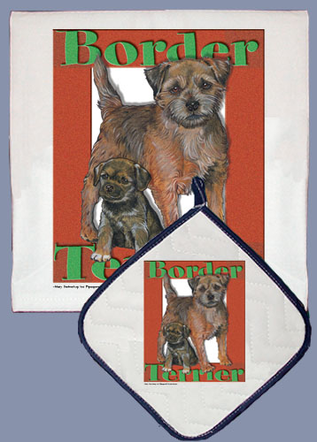 Dp511 Dish Towel And Pot Holder Set - Border Terrier
