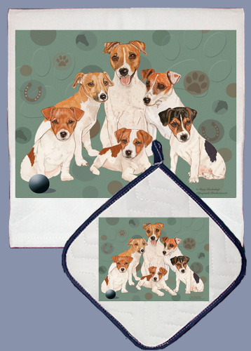 Dp554 Dish Towel And Pot Holder Set - Jack Russell Terrier