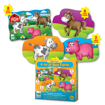 Learning Journey 627419 Step Ups 4-in-a-box Puzzles Farm