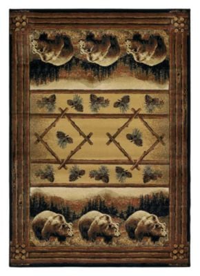 95520805 Lodge-themed Area Rug - Grizzly Pines - Scatter