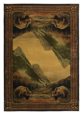 95520814 Lodge-themed Area Rug - Grizzly Mountain - Scatter