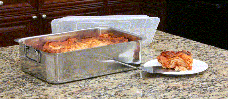531 4 Pc Stainless Steel Roaster & Lasagna Pan With Plastic Cover All-in-one