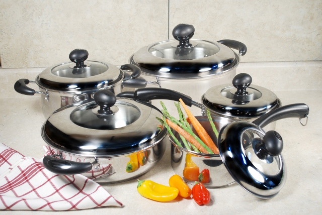 555 10 Pc Stainless Cookware Set With Stainless And Glass Combo Lids