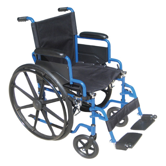 Blue Streak Wheelchair With Flip Back Detachable Desk Arms And Swing Away Foot Rest