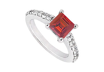 Fine Jewelry Vault UBJ1352AW14DR Ruby and Diamond Engagement Ring 14K White Gold 1.00 CT TGW Size 7