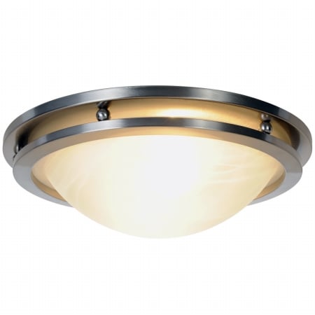 Contemporary Flush Mount Ceiling Fixture Max Two 60w Incandescent Medium Base Bulbs 14 In. Brushed Nickel