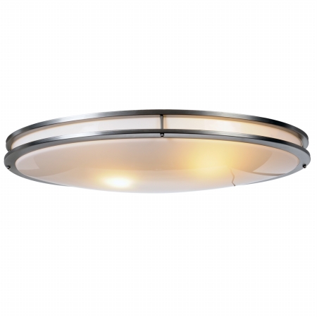 614011 Oval Ceiling Light Fixture Brushed Nickel With White Plastic Lens 32-1/4" Uses Two 32 Watt Circline Type Lamps