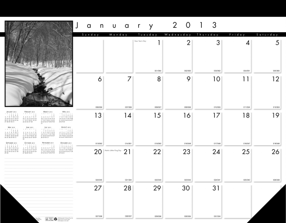 Hod122 Black & White Desk Pad Calendar The Product Will Be For The Current Year