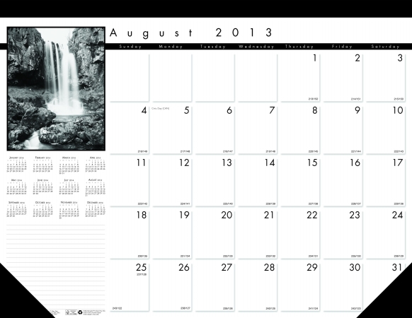 Hod1225 Academic Black On White Desk Pad Calendar The Product Will Be For The Current Year