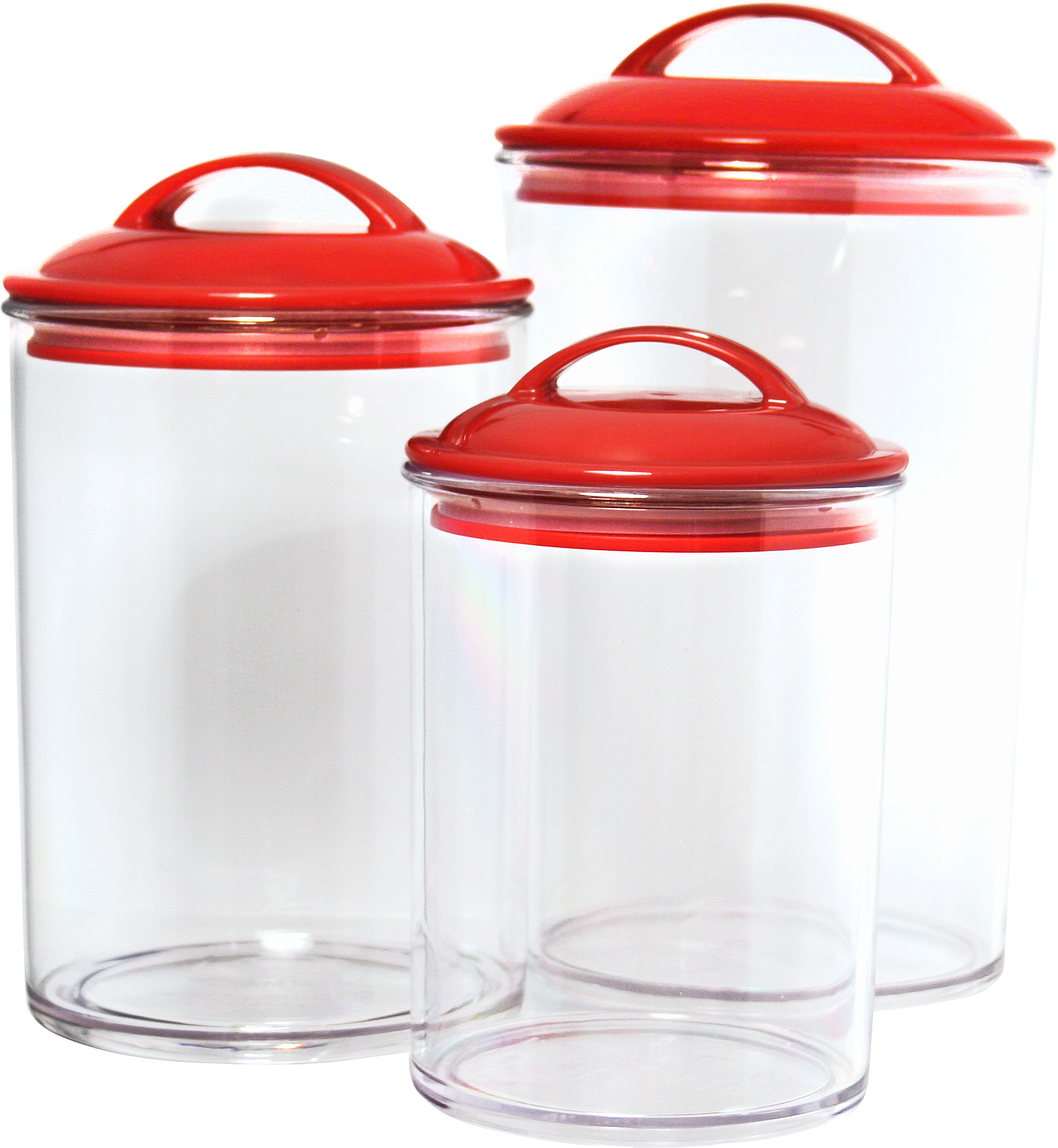 11160 3pc Acrylic Canister Set Red
