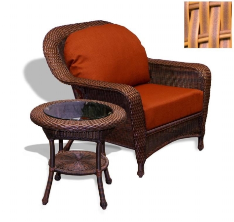 Lex-ct2-m Sea Pines Wicker Chair And Side Table Bundle - mojave