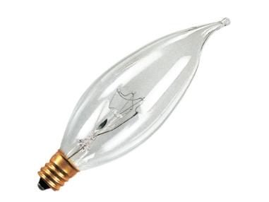 40 Watt 220 Volt Ca10 Candelabra Base Decorative Flame Tip Light Bulb - Clear