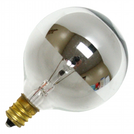 25 Watt 120 Volt G16.5 Candelabra Base Half Chrome Globe Decorative Light Bulb