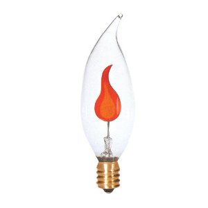 Bulbrite 480503 3 Watt 130 Volt B10 E26 Medium Base Flicker Flame Torpedo Decorative Carded Light Bulb Clear
