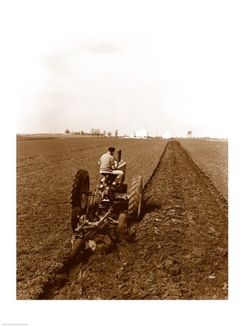 Pvt-superstock Sal255423500 Usa Pennsylvania Farmer On Tractor Plowing Field -18 X 24 Poster Print