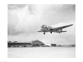Pvt-superstock Low Angle View Of A Military Airplane Landing Douglas Dc-3 -24 X 18 Poster Print