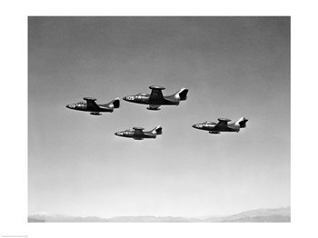 Pvt-superstock Sal25544066 Low Angle View Of Four Fighter Planes Flying In Formation F9f Panther -24 X 18 Poster Print