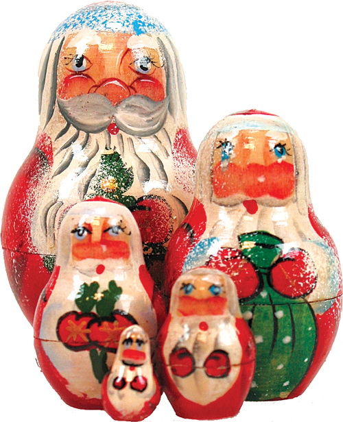 110150 Russia Nested Dolls Santa 5 Nest Doll 3 In.