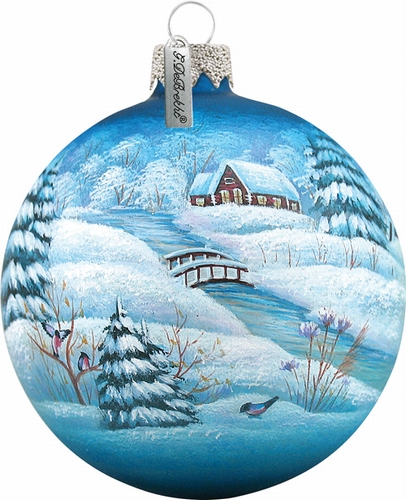 73111 General Holiday Winter Village Ball 3.5 In. - Glass Ornament