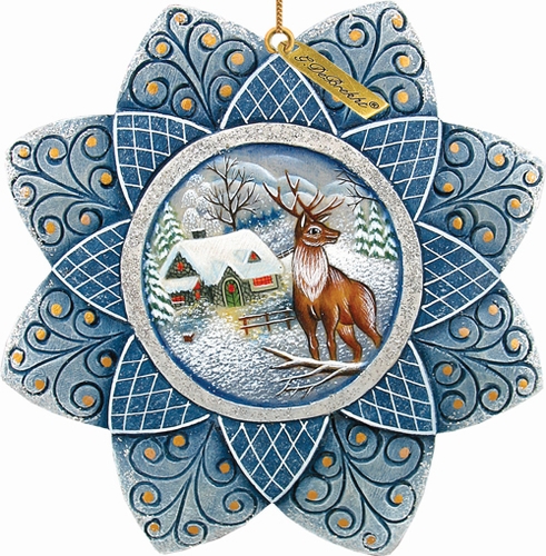 6102190 General Holiday Stag Snowfall Ornament 4.5 In.