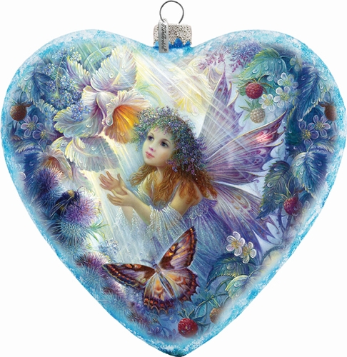 738-084 Holiday Splendor Glass Heart Flower Fairy Xlg 5.5 In. - Glass Ornament