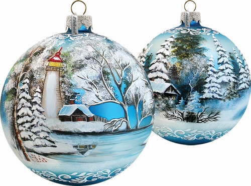 73811 Holiday Splendor Glass Winter Lighthouse Xlg 5.5 In. - Glass Ornament