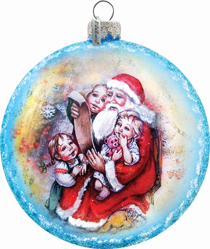 744-011 Holiday Splendor Glass Santas List Circle 5.5 In. -glass Ornament
