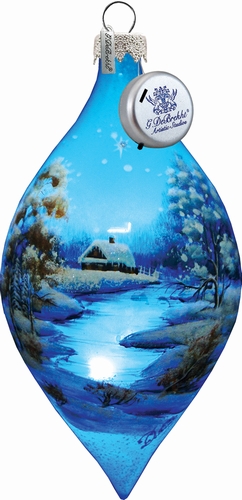 74170p Holiday Splendor Glass Winterland Drop 5.5 In. - Led Glass Ornament
