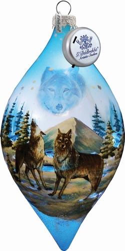 74173p Holiday Splendor Glass Winterwolves 5.5 In. - Led Glass Ornament