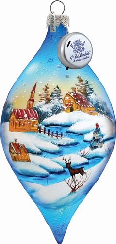 74175p Holiday Splendor Glass Winter Village 5.5 In. - Led Glass Ornament
