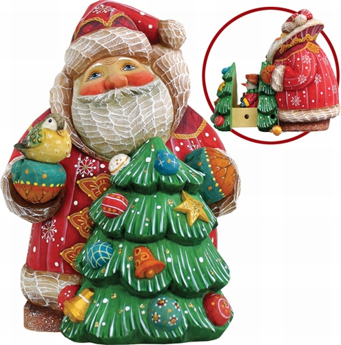 Derevo Collection Santa Surprise Box With Tree & Secret Snowman 6 In.